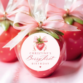 Coquette Berry First Birthday Runder Aufkleber