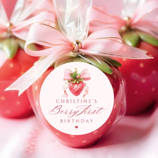 Coquette Berry First Birthday Runder Aufkleber