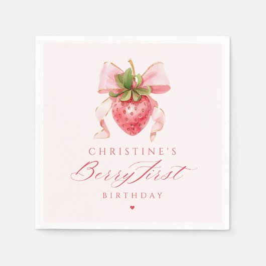 Coquette Berry First Birthday Serviette (Vorderseite)