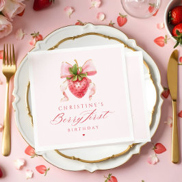 Coquette Berry First Birthday Serviette