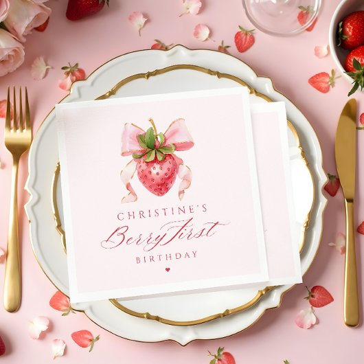 Coquette Berry First Birthday Serviette