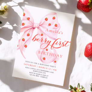 Coquette Berry First Birthday Strawberry Einladung