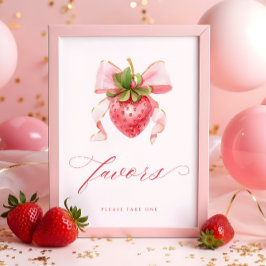 Coquette Berry Sweet Baby Shower Favorit Table Sig Poster