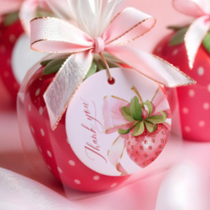 Coquette Berry Sweet Baby Shower Fevor Tags Geschenkanhänger