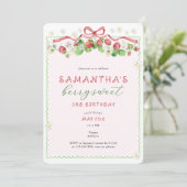 Coquette Berry Sweet jedes Alter Geburtstag Einladung (Stehend Vorderseite)