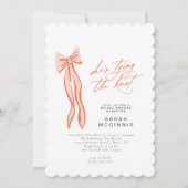 Coquette bindet das Brautparty des Knotens rosa Einladung (Vorderseite)