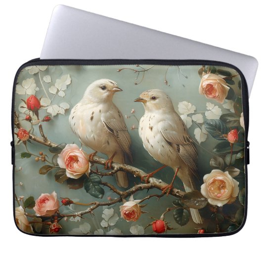 Coquette Birds Floral Laptopschutzhülle (Vorderseite)