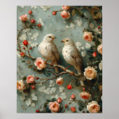 Coquette Birds Floral Poster (Vorne)