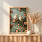 Coquette Birds Floral Poster