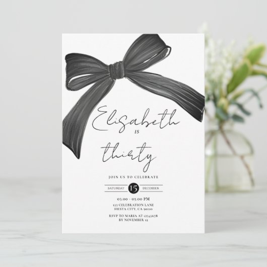 Coquette Black Bow 30. Einladung (Stehend Vorderseite)