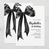 Coquette Black Bow Birthday Invitation Einladung (Vorne/Hinten)