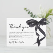 Coquette Black Bow Brautparty Vielen Dank, dass Si Dankeskarte (Stehend Vorderseite)