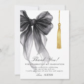 Coquette Black Bow Cap Tassel Graduation  Dankeskarte (Vorderseite)
