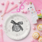 Coquette Black Bow & Disco Ball Elegante Pappteller (Party)