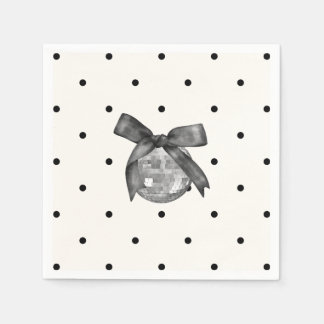 Coquette Black Bow & Disco Ball Elegante Serviette