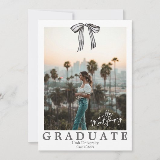 Coquette Black Bow Foto Abschluss Ankündigung (Vorderseite)