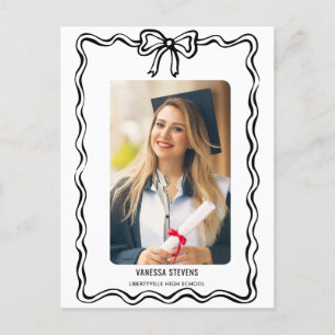 Coquette Black Bow Foto Abschluss Ankündigung Postkarte