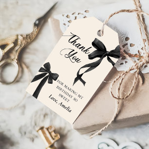 Coquette Black Bow Geburtstagsgeschenk-Tag Geschenkanhänger