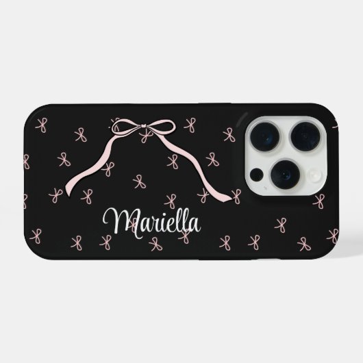 Coquette Black Bow Personalized Phone iPhone Hülle (Rückseite (Horizontal))