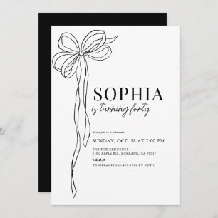 Coquette Black Bow Ribbon Erwachsenen Geburtstag Einladung