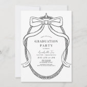 Coquette Black Bow Ribbon Frame Graduation Party Einladung (Vorderseite)