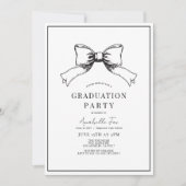 Coquette Black Bow Ribbon Graduierungspartei Einladung (Vorderseite)