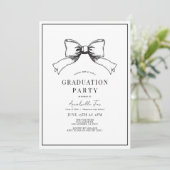 Coquette Black Bow Ribbon Graduierungspartei Einladung (Stehend Vorderseite)