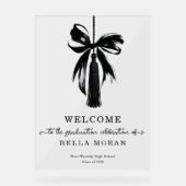 Coquette Black Bow & Tassel Graduation Party Sign Acrylschild (Vorderseite)