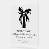 Coquette Black Bow & Tassel Graduation Party Sign Acrylschild (Winkel)