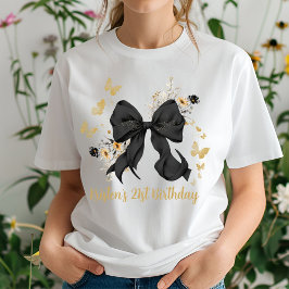 Coquette Black Bow Wildblumen Geburtstag T-Shirt