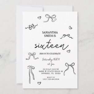 Coquette Black Bows 21. Geburtstag Party Einladung