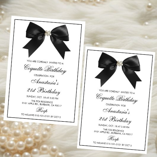 Coquette Black Ribbon,Coquette Party Birthday  Einladung