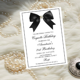Coquette Black Ribbon,Coquette Party Birthday Einladung