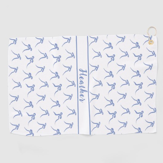 Coquette Blau und Weiße Bogen Golfhandtuch (Horizontal)