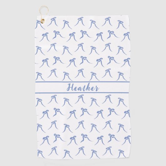 Coquette Blau und Weiße Bogen Golfhandtuch (Vorderseite)