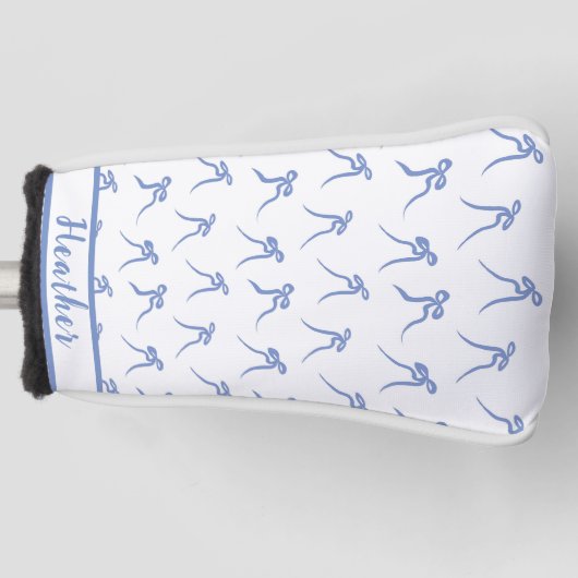 Coquette Blue and White Bows Golf Head Cover Golf Headcover (Vorderseite)