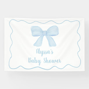 Coquette Blue Bow Baby Dusche Banner