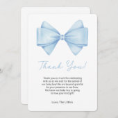 Coquette Blue Bow Baby Dusche Danke Karte (Vorne/Hinten)