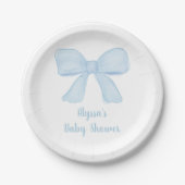 Coquette Blue Bow Baby Dusche Pappteller (Vorderseite)