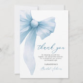 Coquette Blue Bow Brautparty Dankeskarte (Rückseite)
