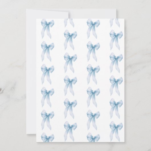 Coquette Blue Bow Brautparty Dankeskarte (Rückseite)