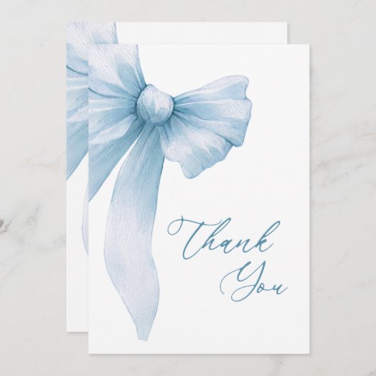 Coquette Blue Bow Brautparty Dankeskarte (Vorne/Hinten)