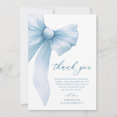 Coquette Blue Bow Brautparty Dankeskarte (Vorderseite)