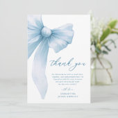 Coquette Blue Bow Brautparty Dankeskarte (Stehend Vorderseite)