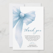 Coquette Blue Bow Brautparty Dankeskarte (Vorderseite)