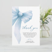 Coquette Blue Bow Brautparty Dankeskarte (Stehend Vorderseite)