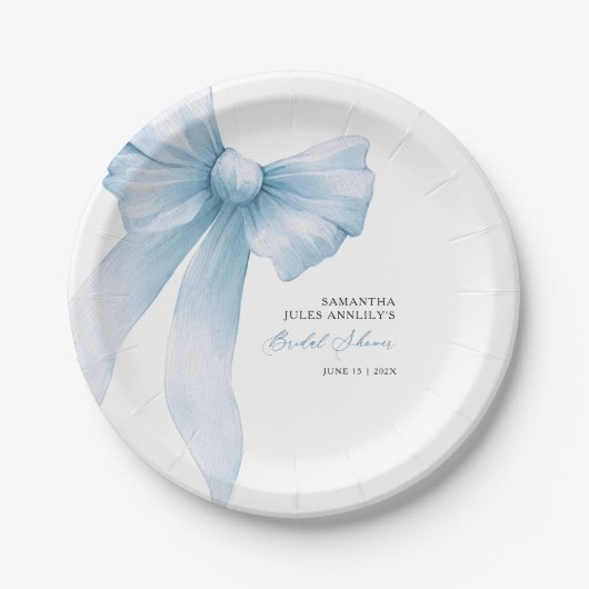 Coquette Blue Bow Brautparty Pappteller (Vorderseite)
