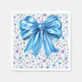 Coquette Blue Bow Elegantes Blumendesign Serviette (Vorderseite)