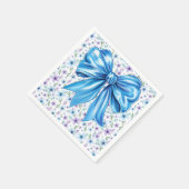 Coquette Blue Bow Elegantes Blumendesign Serviette (Ecke)