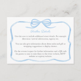 Coquette Blue Bow Polterabend Details QR-Code Begleitkarte